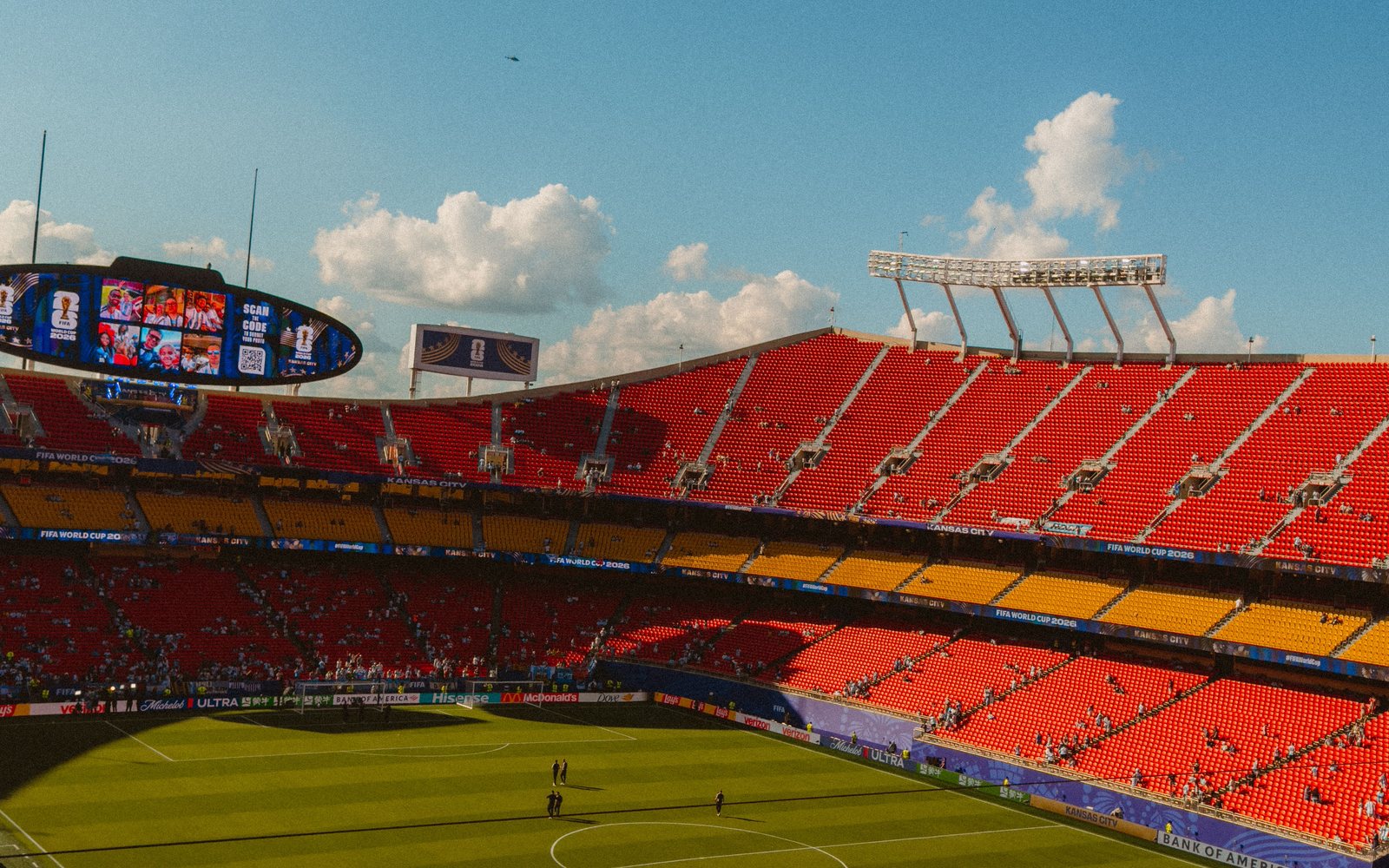 Football stadium prepared for a major match