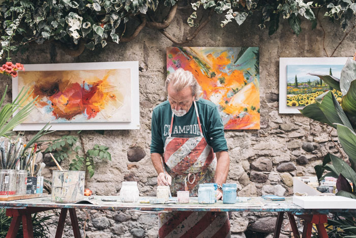 Artist at work outdoors